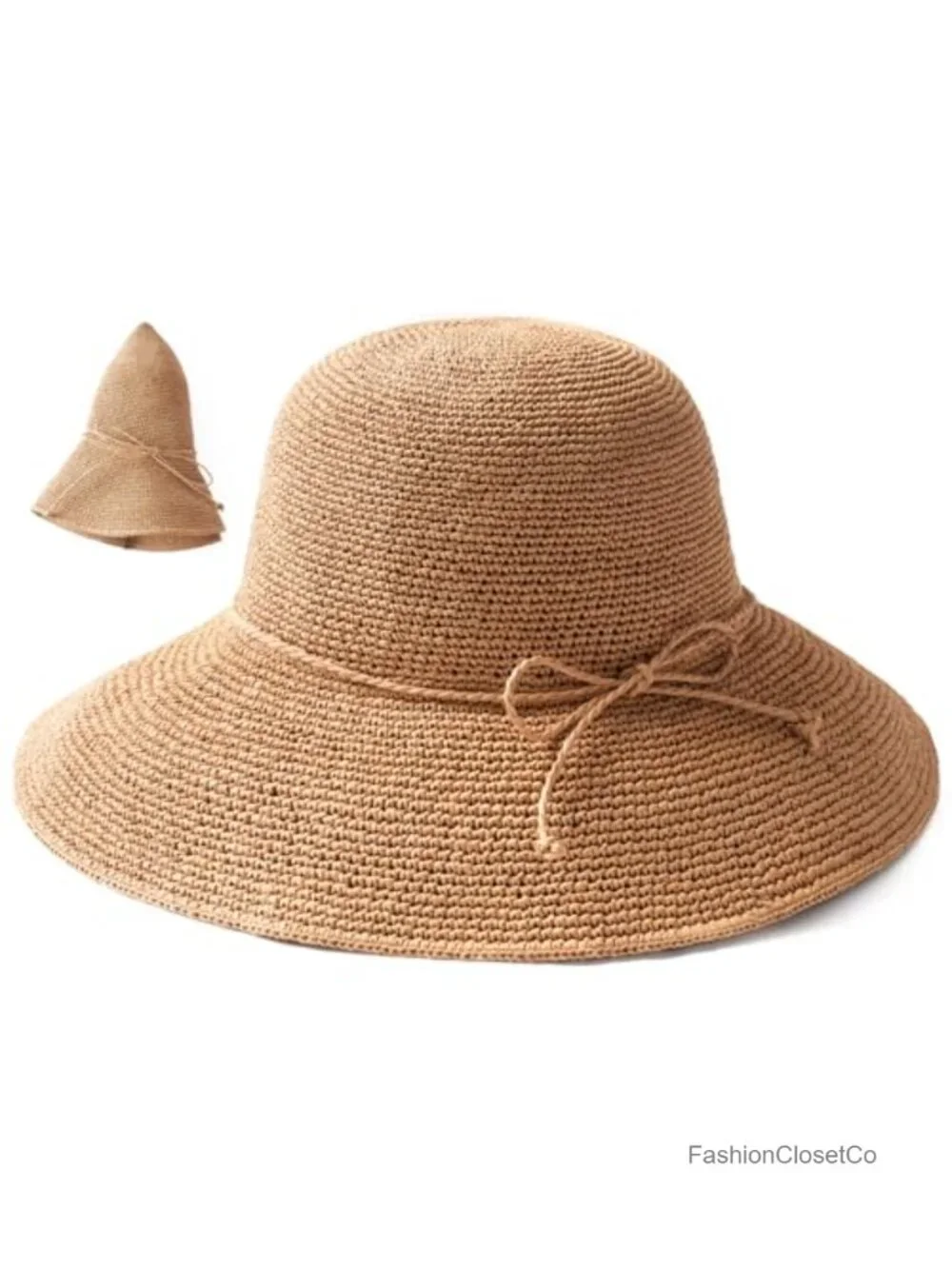 Handmade Paper Straw Sun Hat Foldable Packable Floppy Brim Travel Essential